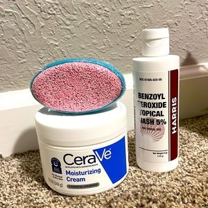 Face wash, moisturizing lotion, foot scrub